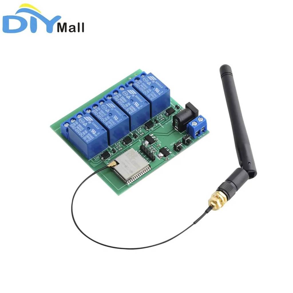 ESP32S 4 ช่อง Wifi โมดูลรีเลย์ที่รองรับฟันสีฟ้า esp32-wroom-32u พร้อมเสาอากาศ WiFi 2.4G