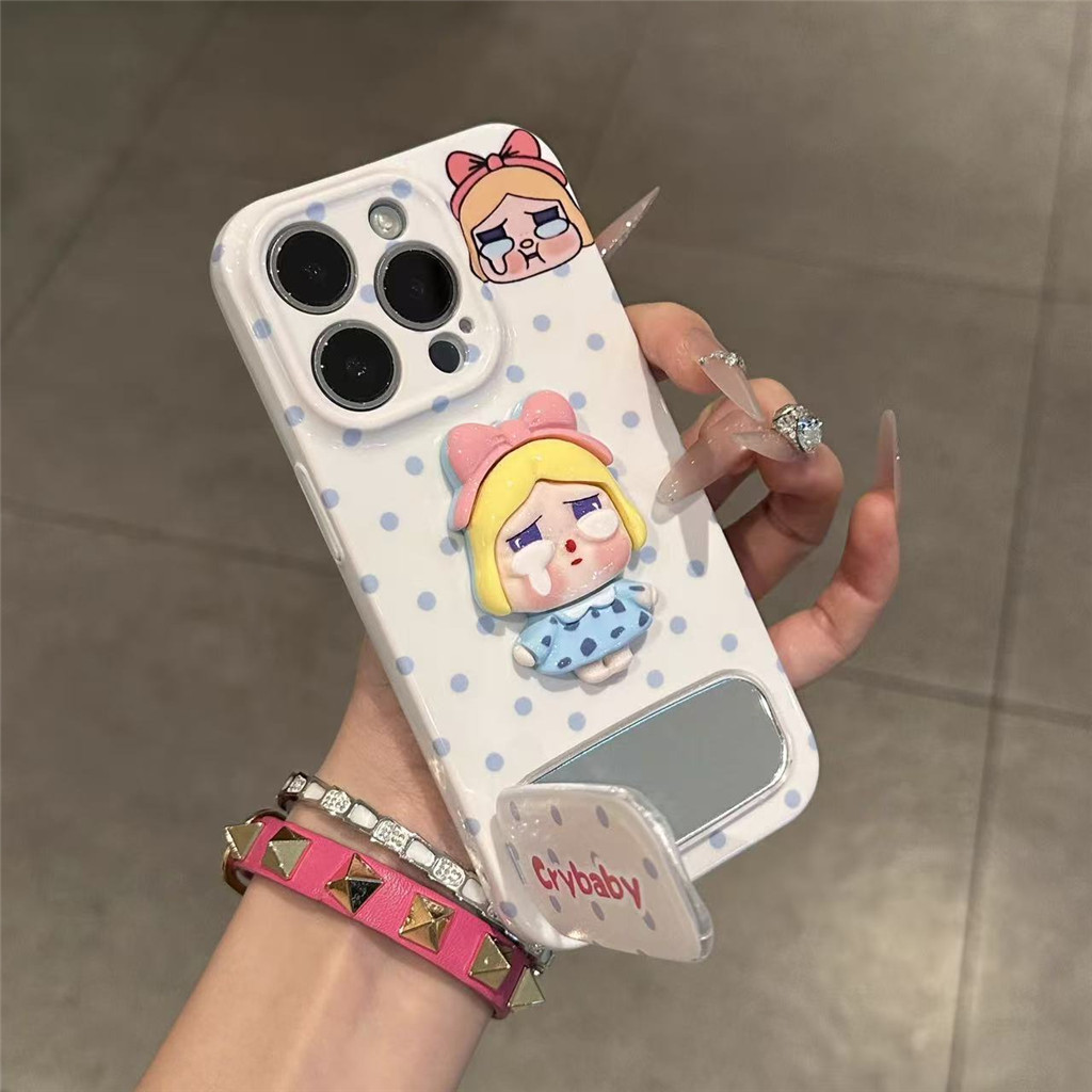 3D Crybaby Glass Bracket เคสโทรศัพท์สําหรับ OPPO A74 A78 5G A93 A94 A95 A92 A76 A77 A77s A96 กันกระแ