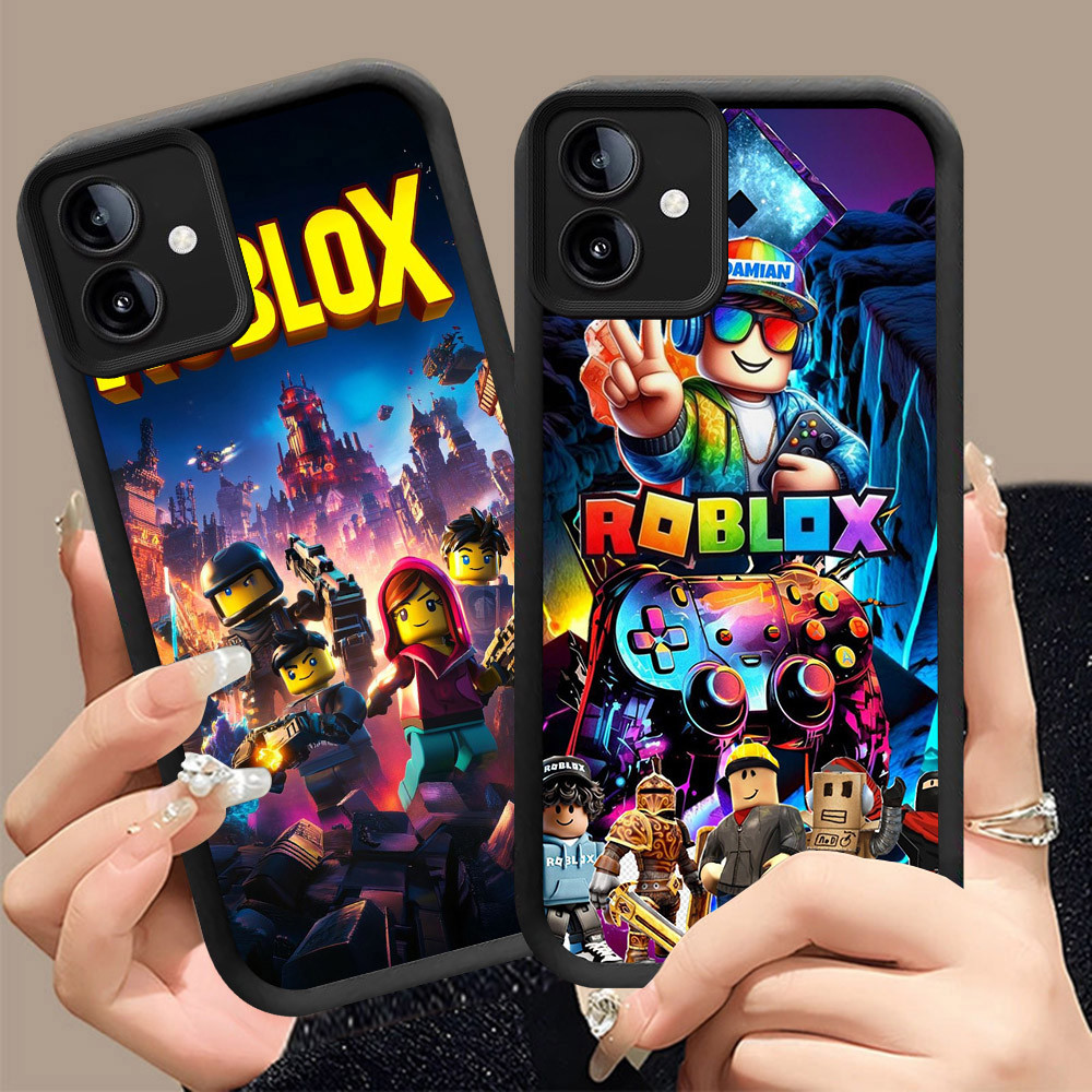 Q-24 Roblox ขาวดำเคสโทรศัพท์หรับ VIVO IQOO U5 Y75 Y02A U5E Y02T Y02 Z6 5G ปกสีชมพู