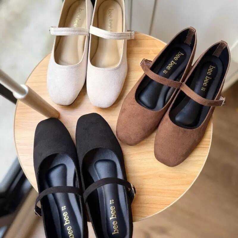 รองเท้าแมรี่เจนหนังกลับ P-842 ทรงสวย ใส่สบาย มี 3 สีให้เลือก ไซส์36-43 พร้อมส่งในไทย 9Fa
