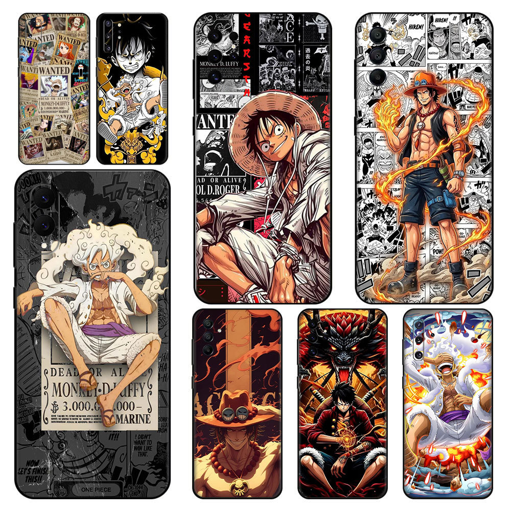 SAMSUNG สําหรับSamsung S20 Plus Lite Fe S21 Ultra S23 FE S24 ป้องกันซิลิโคนนุ่มTPU One PieceอะนิเมะL