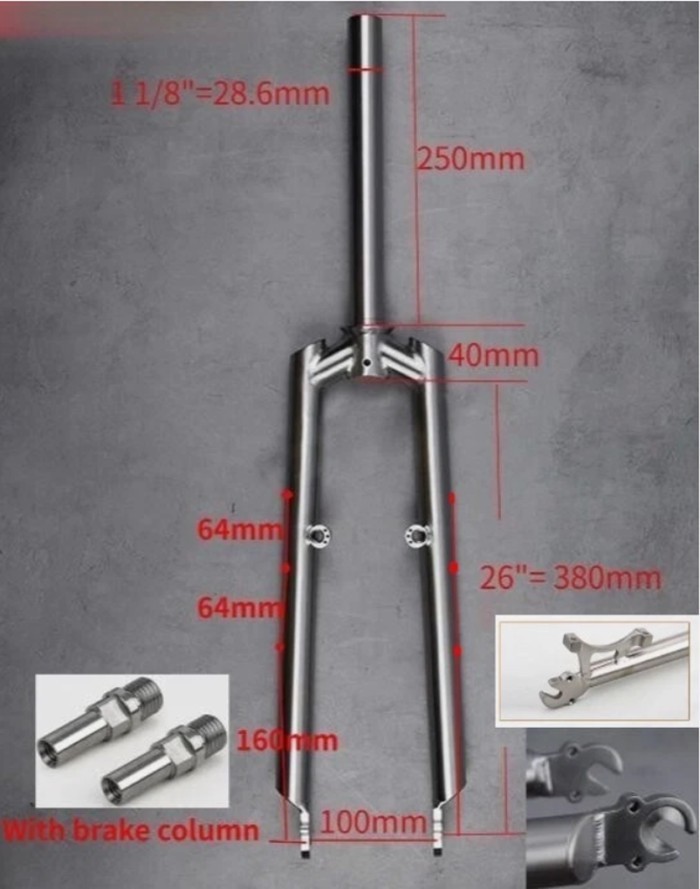 Titanium MTB Bicycle Front Fork V brake + Disc brake 1 1/8" For 26" Wheelset