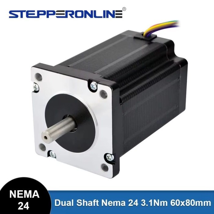 STEPPERONLINE Nema 24 Stepper Motor 3.1Nm 3A Double Shaft 8-wire Stepper Motor for CNC Mill Lathe L