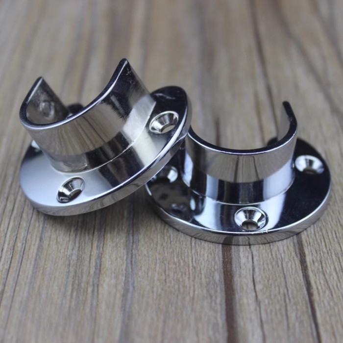 4PCS Side mounted thickened fixed seat open flange wardrobe tube holder clothing tube holder