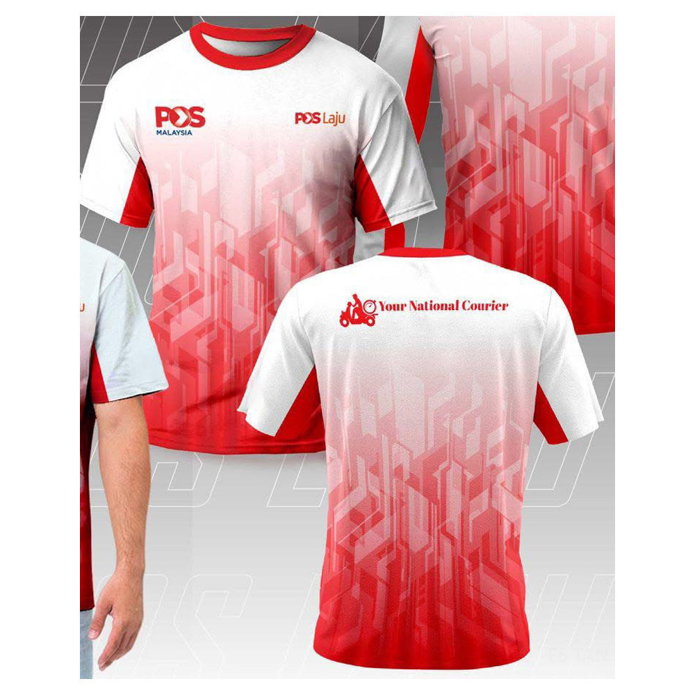 POS LAJU POS Laju express เสื้อยืดแขนสั้นแขนยาวสําหรับคนงานจัดส่ง Breathable Moisture Wicking Delive