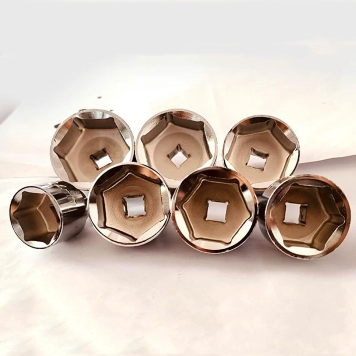7 Pcs Low Profile Oil Filter Removal Socket Wrench Tool Set 24mm 27mm 29mm 30mm 32mm 36mm 38mm Auto