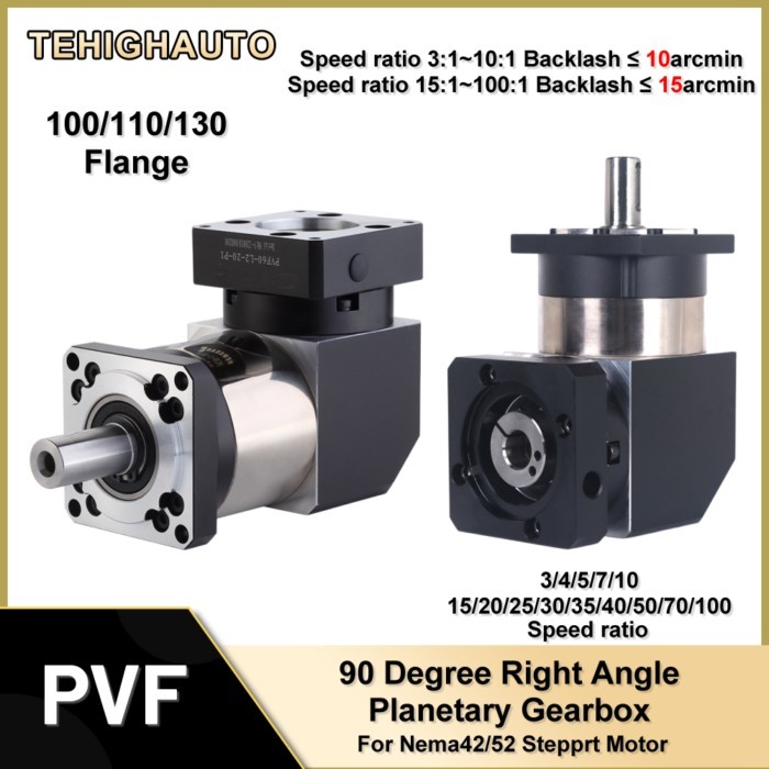 90 Degree Planetary Reducer Backlash  10arcmin Ratio 3~100:1 Planetary Gearbox for Nema42/52 3PH St