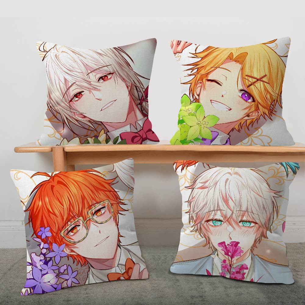 เกม Mystic Messenger ข้อความรูปภาพส่วนบุคคล หมอนตกแต่งบ้าน ของขวัญในครัวเรือน 45x45 ซม.