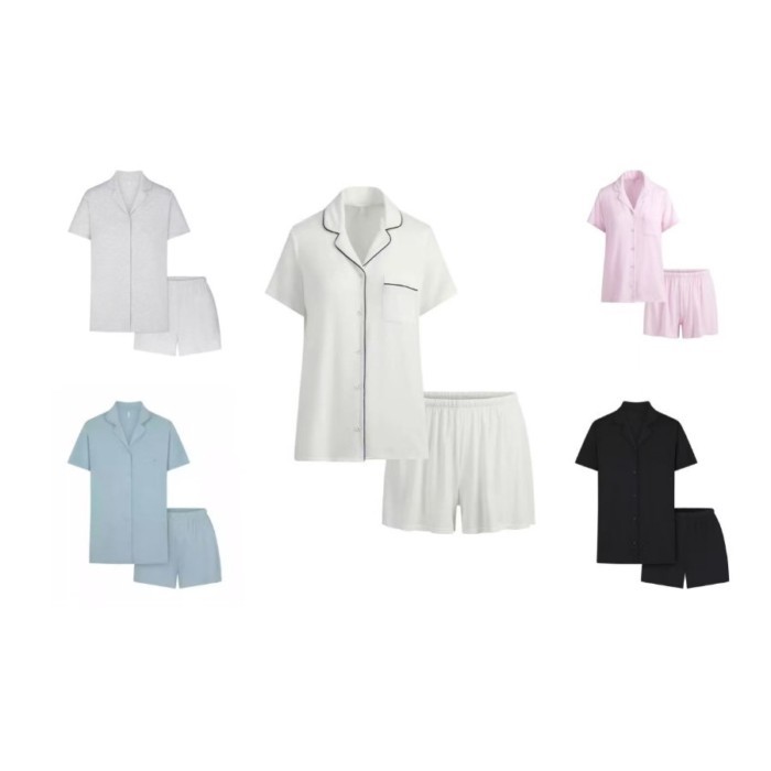 WN26 Skims Skims SLEEPSET กางเกงขาสั้นแขนสั้นฤดูร้อนเสื้อกางเกงชุดนอน Homewear สูท