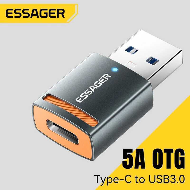 อะแดปเตอร์ Essager USB 3.0 OTG USB A ตัวเมียเป็น Type C ตัวผู้ สำหรับ Macbook pro Air Samsung S20 S1