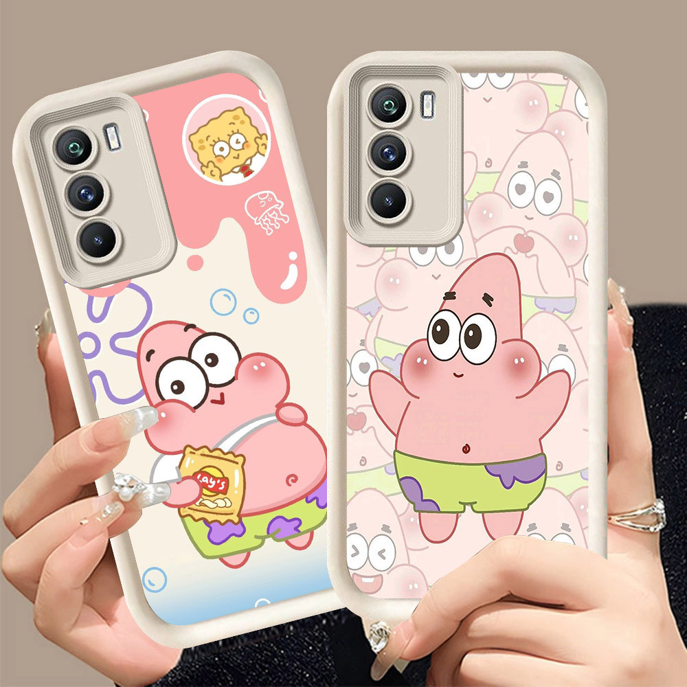 Q-5 SpongeBob ขาวดำเคสโทรศัพท์หรับ Realme C75X C75 14X C73 5G ปกสีชมพู