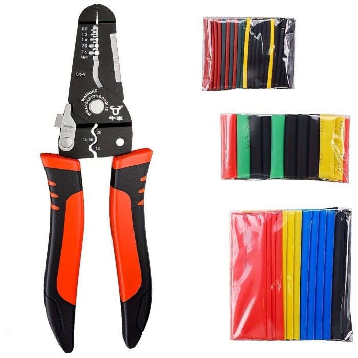 Wire Stripper and Cutter - Wire Stripping Tool for Solid and Stranded Wires 22-10 AWG,Heat Shrink T