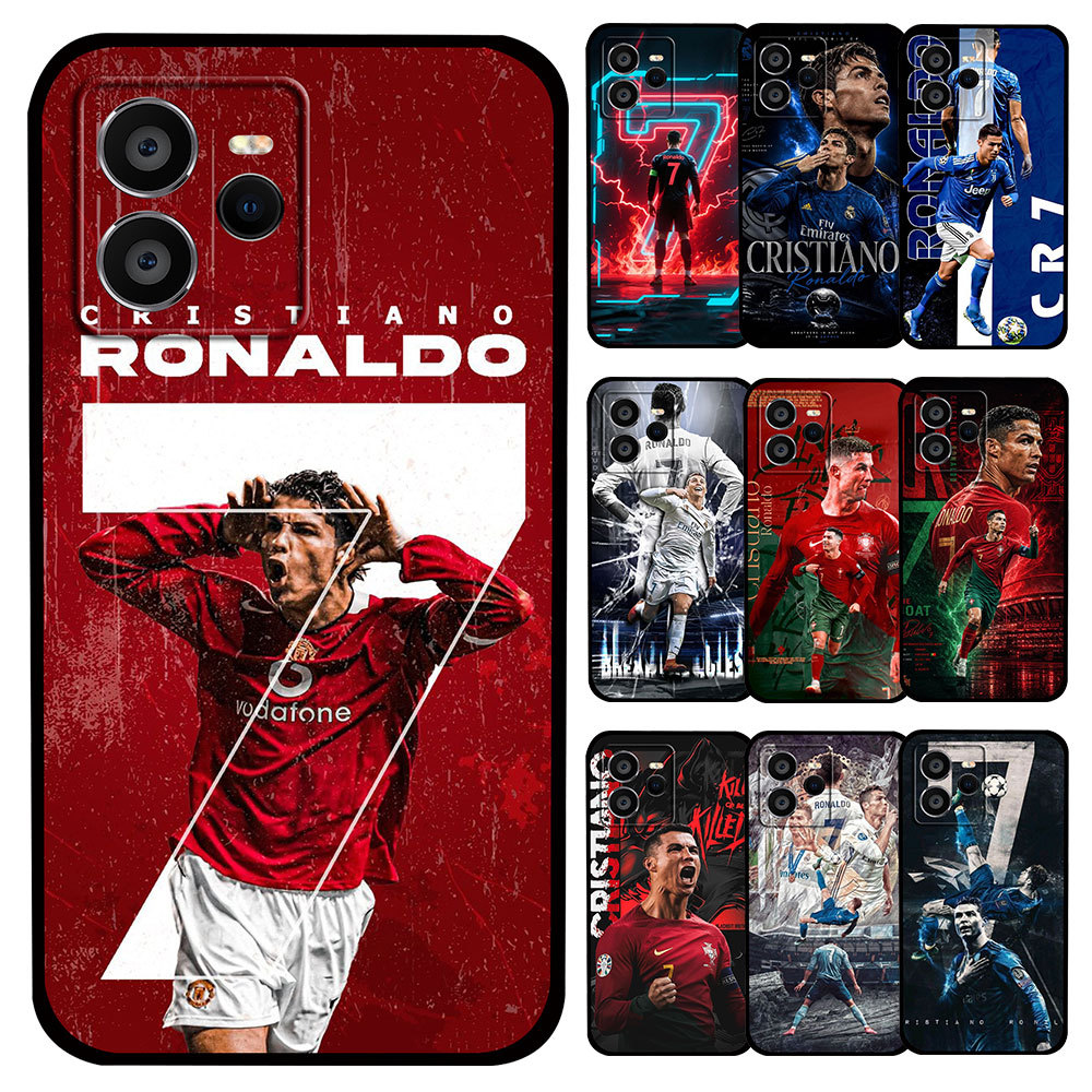 TPU Soft Case สําหรับ Vivo Y01 V21 V21E T1 Y10 4G Y75 T1 5G Y32T 8H27 Cristiano Ronaldo สีดําป้องกัน