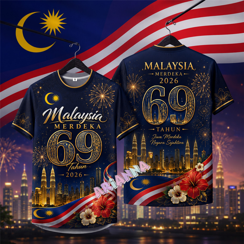 2026 69th Independence Day T เสื้อระเหิดแห้งเร็ว Jersey ขนาดใหญ่ Streetwear 69th Baju Merdeka เสื้อย