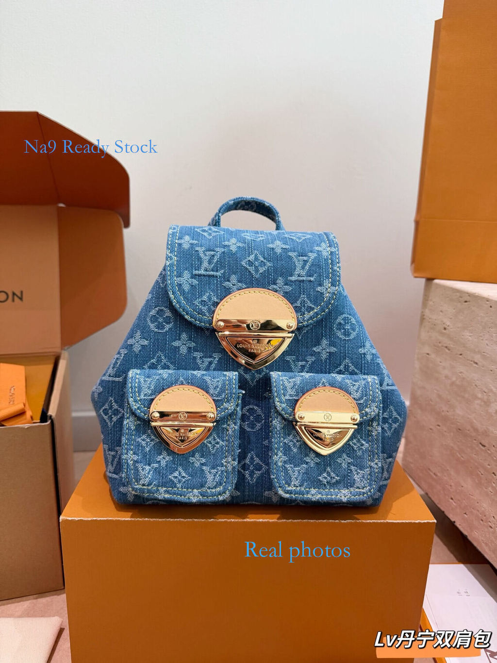[na9 Ready Stock] พร้อมกล่องขนาด: 20 * 20cm Denim Denim New Style Backpack Backpack Backpack Portabl