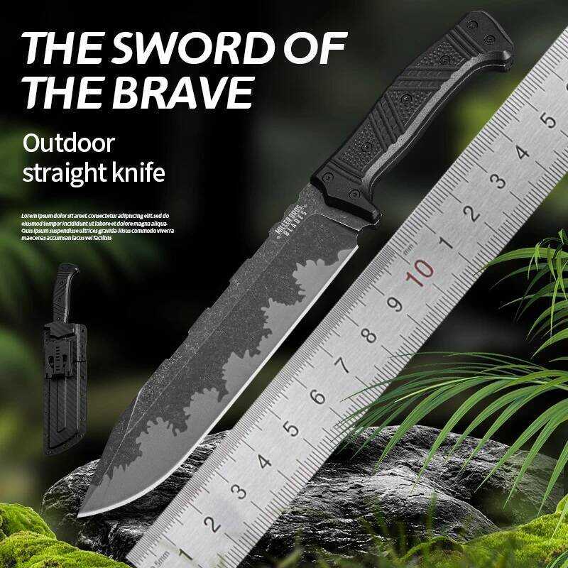 ess Chopping Knife, Stainless Steel Wilderness Survival Knife, EDC Fixed Blade, Self-Defense Knife,