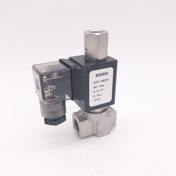 GOGO N.O N.C Direct acting Stainless steel 304 3/2 way Gas Solenoid Valve 1/4" BSP 220V AC 1.5mm/2.