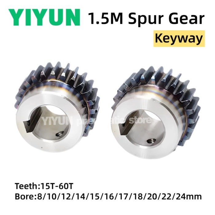 S45C 1.5M 15T-60T Spur Gear Bore 8/10/12/14/15/16/17/18/20/22/24mm Model 1.5 Motor Gear With Step K