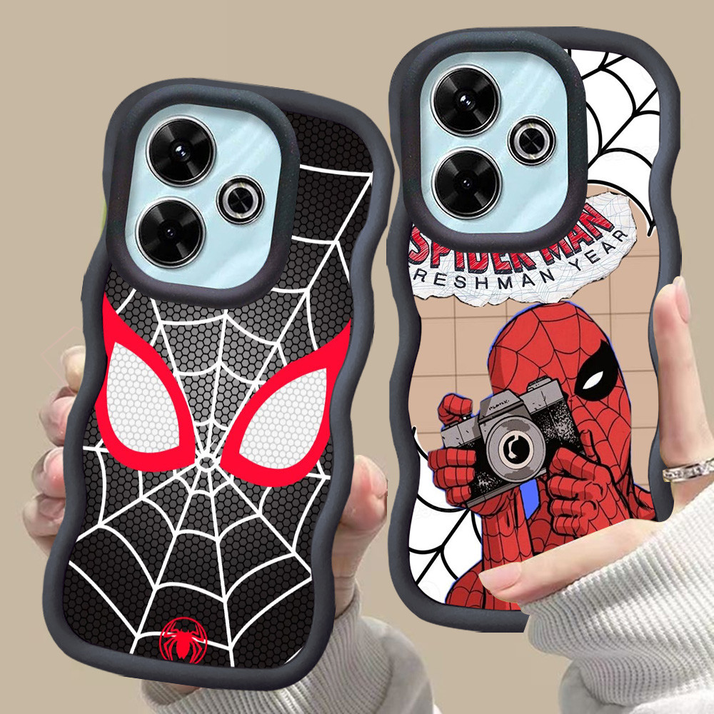 MERAH D-27 Spiderman สีชมพูสีแดงสําหรับ Xiaomi Redmi 13C 13X หมายเหตุ 13 POCO X6 Pro 5G สีดํา