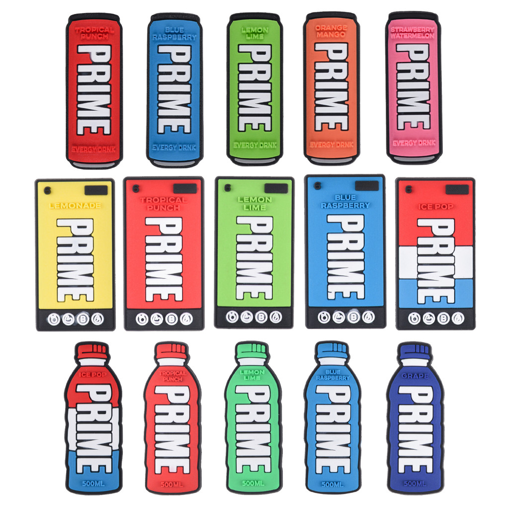 อินเทรนด์ยอดนิยม Crocs Hole รองเท้าอุปกรณ์ตกแต่ง PVC รองเท้าดอกไม้มาถึง PRIME Energy Drink Series รอ