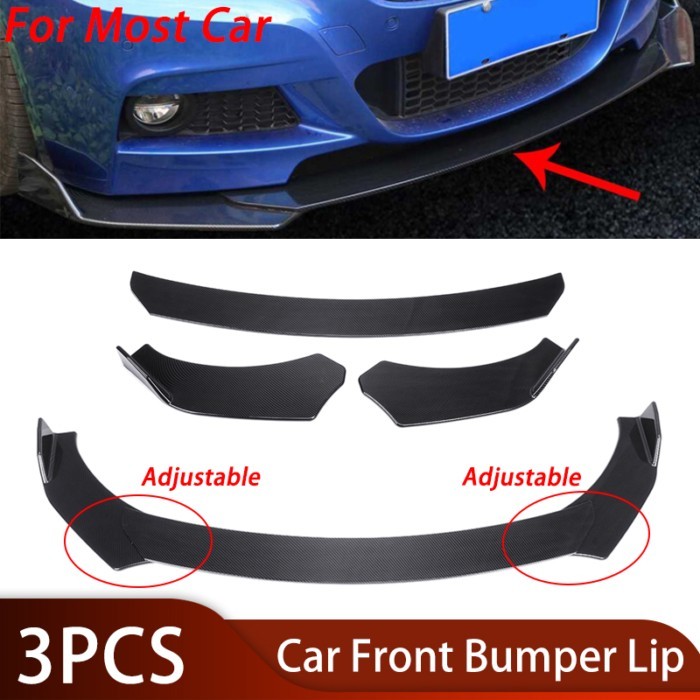 Universal 3PCS Adjustable Car Front Bumper Splitter Lip Diffuser Chin Bumper Body Kits Spoiler Diff