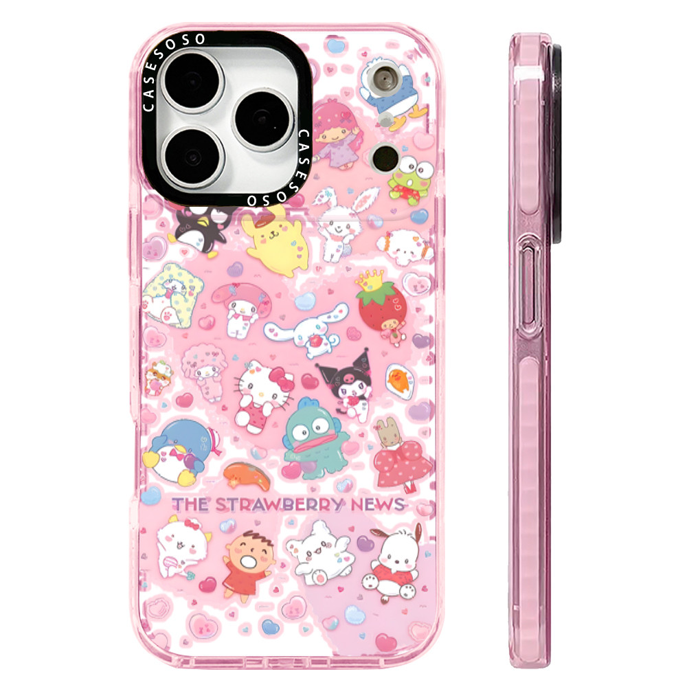 การ์ตูนครอบครัว STRAWBERRY NEWS สีสําหรับ IPhone 11 12 13 14 15 16 17 Pro Max 13Mini ฝาครอบ X XR XS 