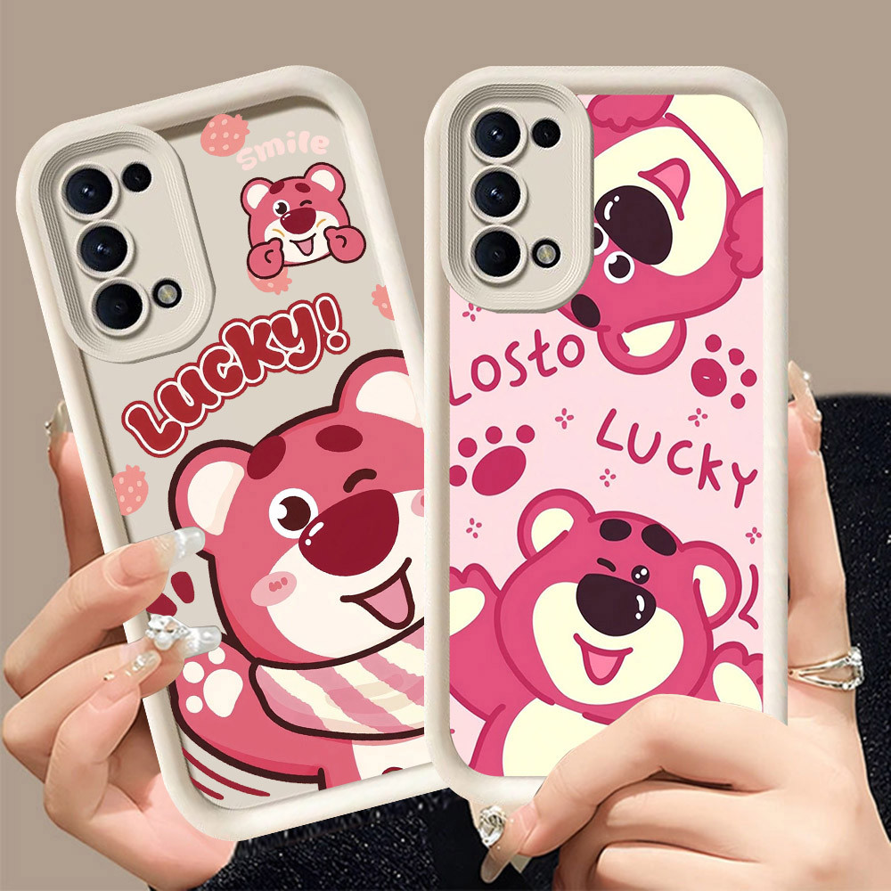 Q-17 Lotso ขาวดำเคสโทรศัพท์หรับ OPPO Reno 5F 5 4F Iite 4 5Z Lite 5G ปกสีชมพู