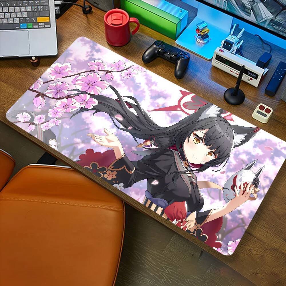 K-Kosaka Wakamos Blue Archive Mousepad คอมพิวเตอร์สํานักงานเกมตาราง XXL ยาง Anti-slip Gaming คีย์บอร์ดยาวแผ่นโต๊ะ
