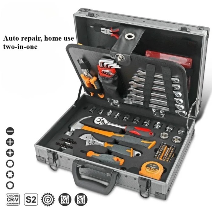 Aluminum Alloy Toolbox Comprehensive Set Multifunctional Maintenance Toolbox High-end Household Har