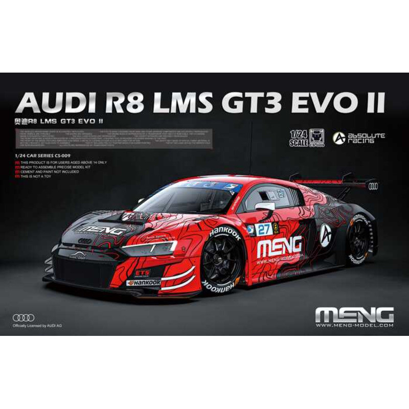 Meng Model CS-009 Audi R8 LMS GT3 EVO II Absolute Racing 1/24 Static model kit