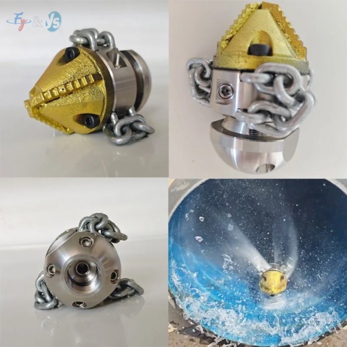 Rotary Clean Sewage Pipe Nozzle 0.8kg, High Pressure Jet Clogged Grease Root Remover, 3/8" SS Ceram