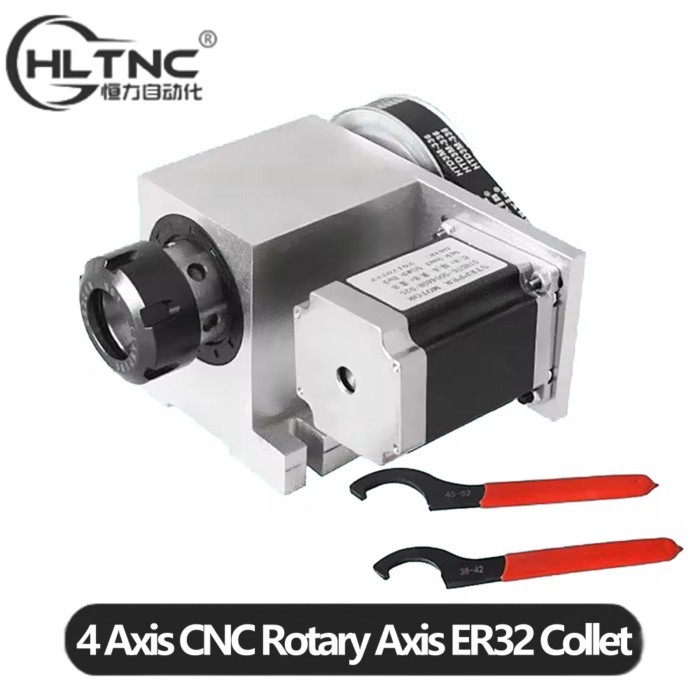 4 Axis CNC Rotary Axis ER32 Collet A Axis Harmonic Drive Center Height 65MM NEMA 23 CNC Engraving M
