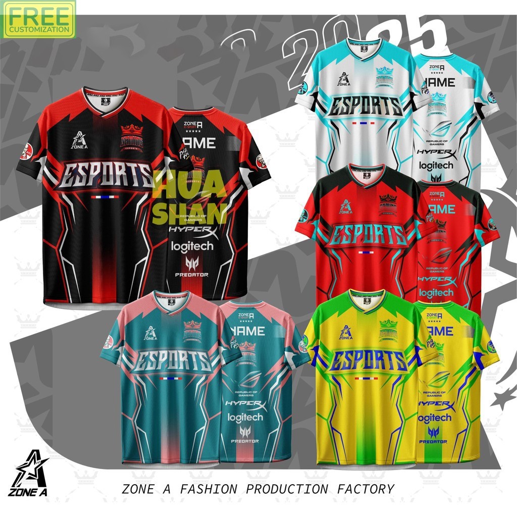 เสื้อยืดพิมพ์ลาย E-sports พร้อมบริการกำหนดเองชื่อและโลโก้