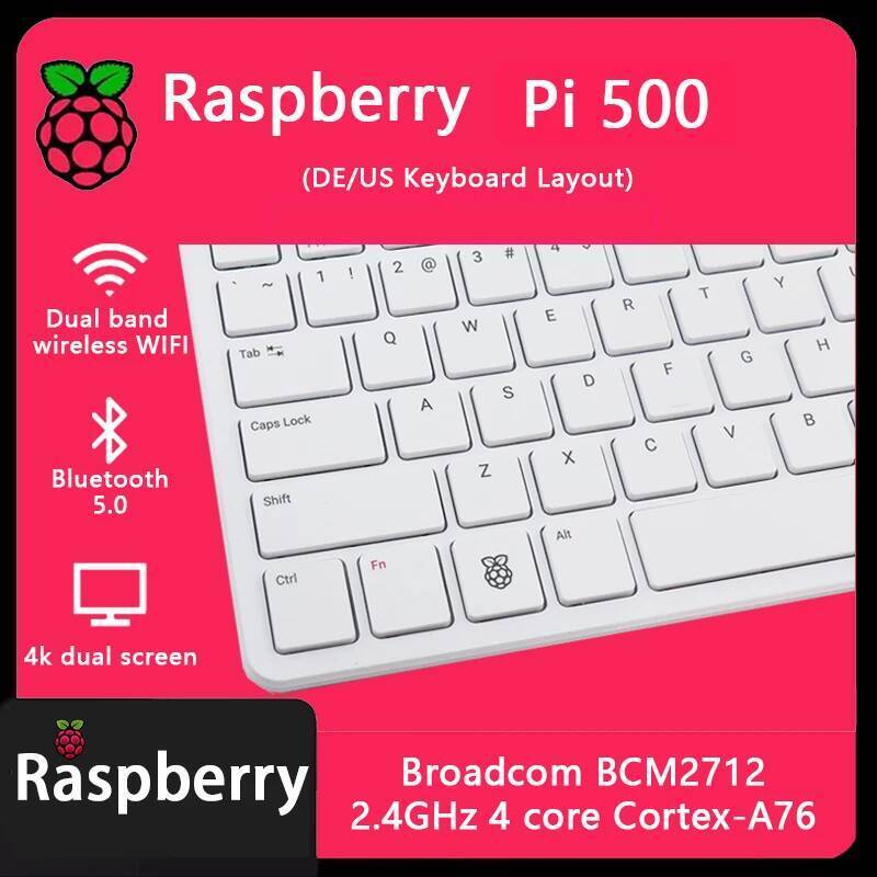 คีย์บอร์ด Raspberry Pi 500 , BCM2712, Bluetooth (kit:Pi500 คีย์บอร์ด + เมาส์ + สาย HDMI + พาวเวอร์ซั
