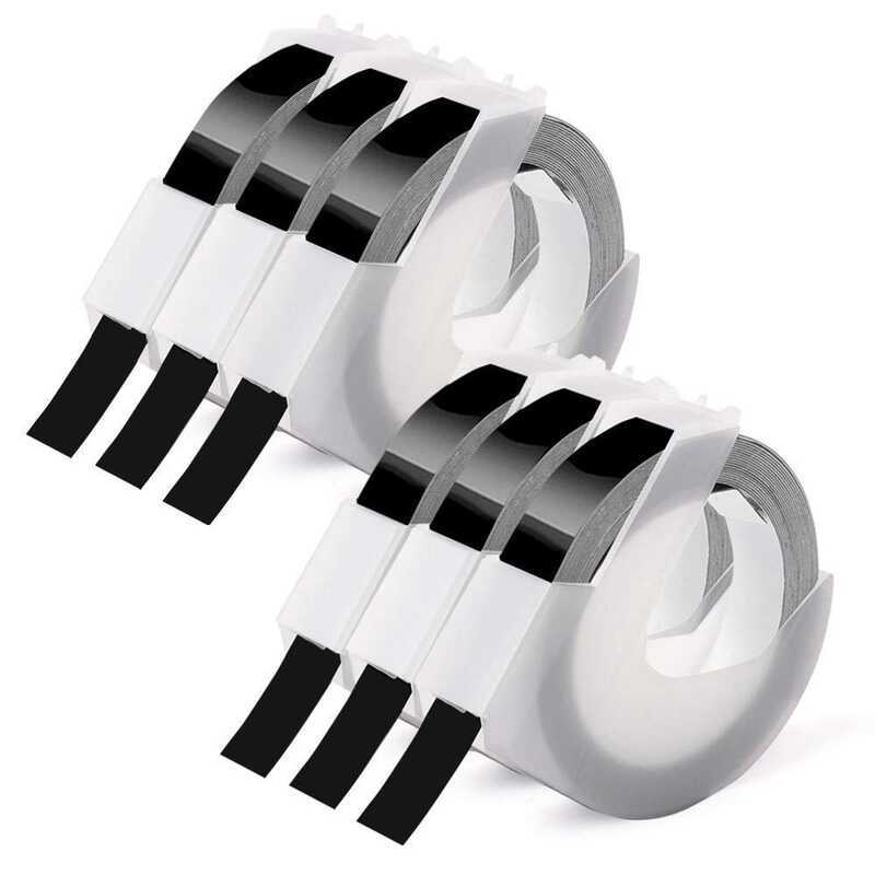 C [Eco-Friendly] 6 Roll Emboing Label Tape 3D Platic White On Black Mm X 3Meter For Dymo Emboing La