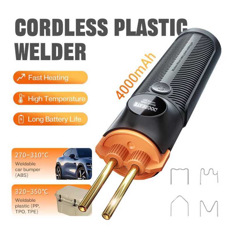 เครื่องเชื่อมพลาสติก PW35 พร้อมแบตเตอรี่ 4000mAh 4 ประเภทหัวเชื่อม และชาร์จ USB ได้ เหมาะสำหรับซ่อมก