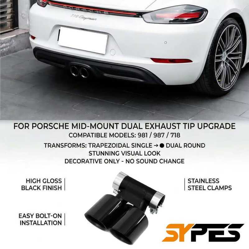 ชุดอัพเกรดท่อไอเสียคู่แบบศูนย์กลาง 1 ชิ้น สำหรับ Porsche Cayman Boxster 987 981 718 พร้อมปลายท่อไอเ