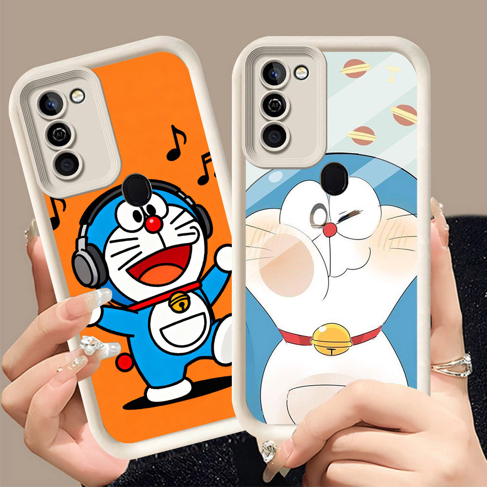 Q-6 Doraemon cute ขาวดำเคสโทรศัพท์หรับ Samsung A21S M01S M11 A30 A11 A10S A20S A20 ปกสีชมพู