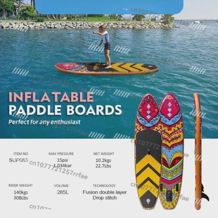 10.6-Foot Inflatable Stand Up Paddle Board Set with Seat, Carbon Paddle, Pump, Backpack with UV Pri