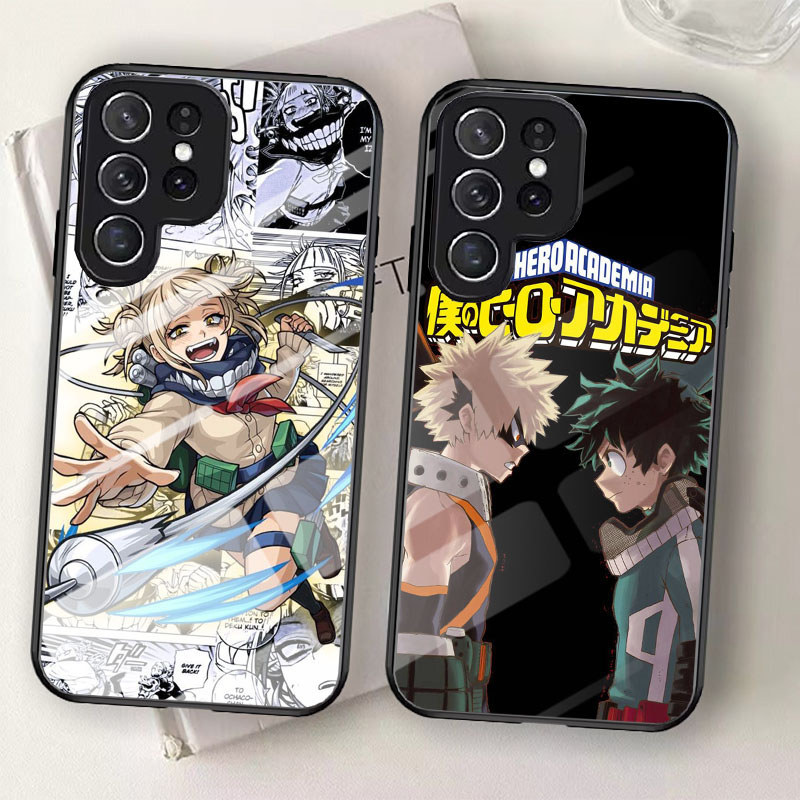 T-24 My Hero Academia เคสกระจกนิรภัยสําหรับ Samsung S24 S25 FE S21 Plus Ultra Case
