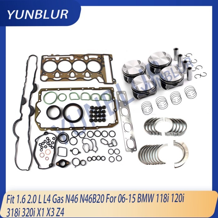 Rebuild Full Gasket Set Piston & Ring Main & Connecting Rod Fit 1.6 2.0 L L4 Gas N46 N46B20 For 06-