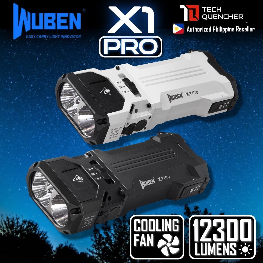 ไฟฉาย Wuben X1 PRO - 12300 Lumens - พัดลมระบายความร้อน - แบตเตอรี่แบบถอดเปลี่ยนได้ - การชาร์จแบบย้อน