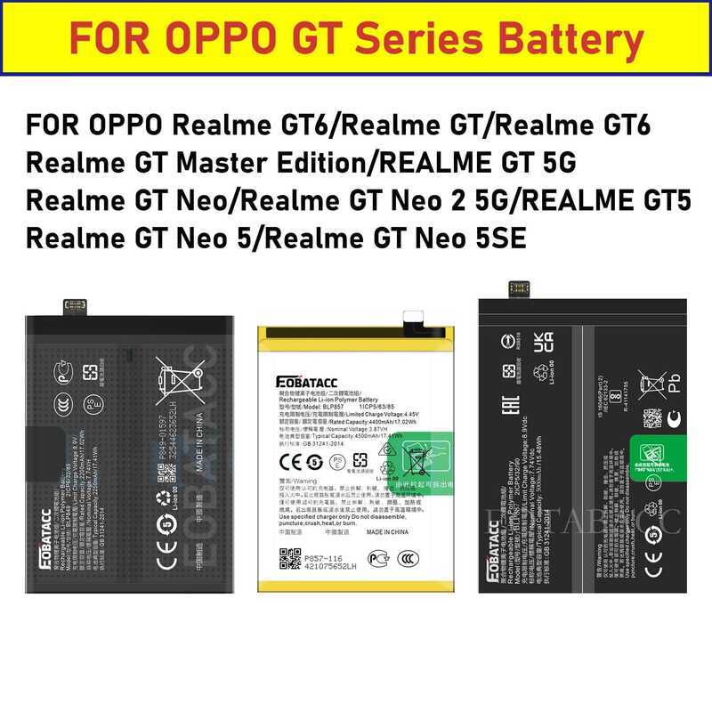 แบตเตอรี่รุ่นใหม่ปี 2026 Blp809 Blp849 Blp857 Blp887 Blp919 Blp947 Blpa25 สำหรับ Oppo Realme GT 2 3