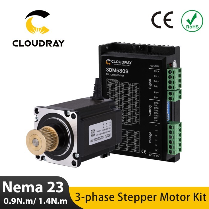 Cloudray Nema 23 Stepper Motor Driver Kit 3 Phase Stepper Motor 1.0N.m/2.0N.m with GEAR for CNC Rou