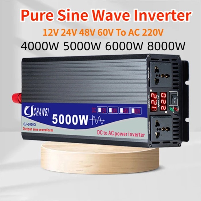 4000W/5000W/6000W/8000W Pure Sine Wave Inverter LED Display Car Converter Voltage Transformer DC 12