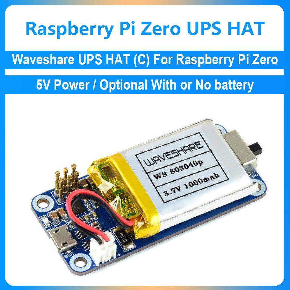 Waveshare UPS HAT (C) 5V เครื่องสํารองไฟ UPS HAT Board สําหรับ Raspberry Pi Zero 2 W UPS