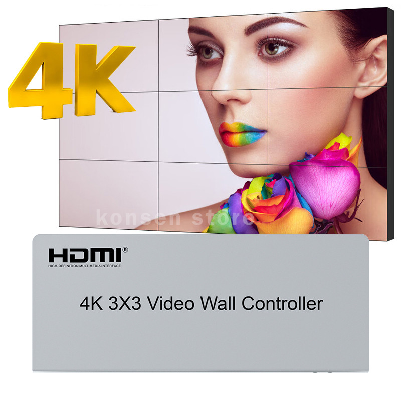 4K Video Wall Controller 3x3 HDMI Video Image Processor 3x3 3x2 2x2 3x1 1x4 9-Screen Splicing พร้อมเ