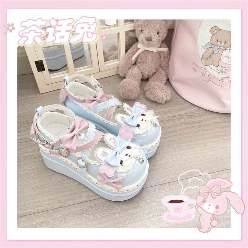 #shoe# Tea Talk Rabbit น่ารักต้นฉบับ Lolita Single Shoes Lolita Princess Dress Lo Shoes หวานสาว ๆ