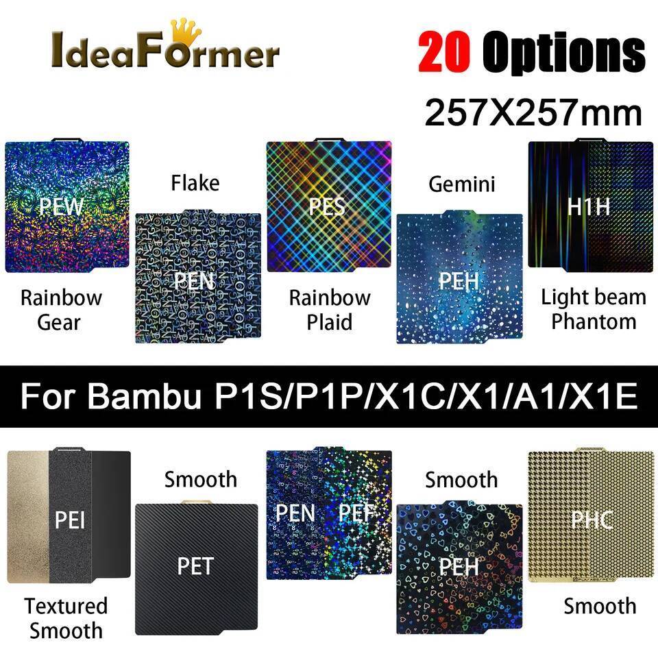 TA สําหรับ Bambu Lab A1 Upgrate PET Carbon Build Plate PEO PEY H1H PEI แผ่น 257x257 มม.แผ่นเหล็กสปริ