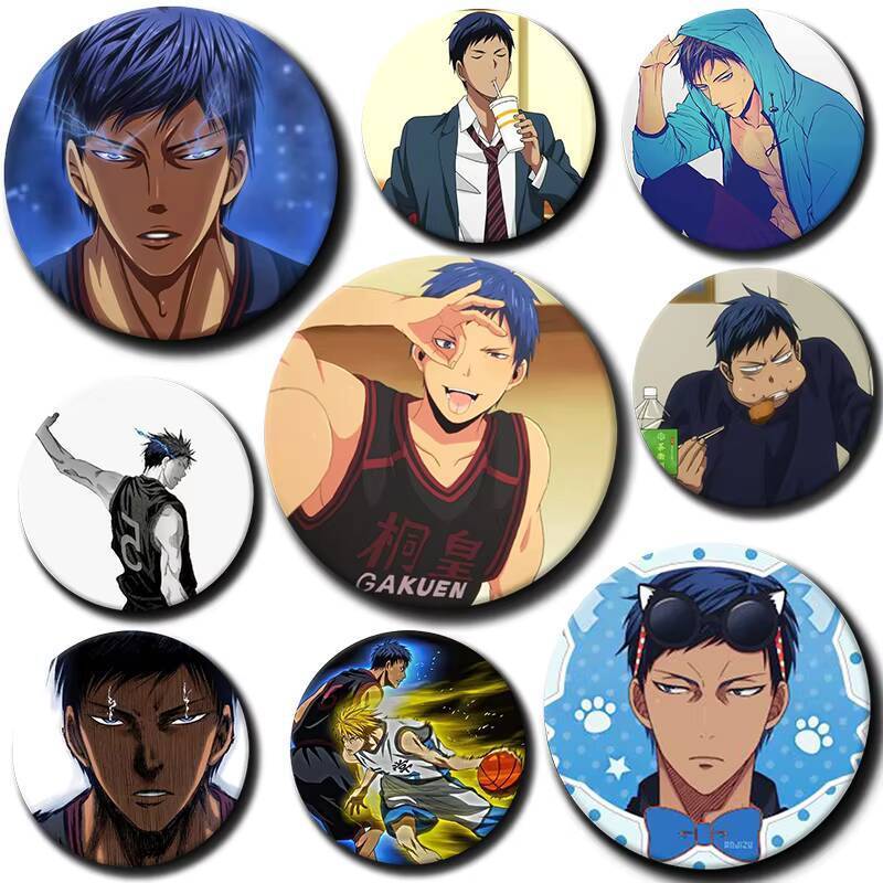 ตัวการ์ตูน Aomine Daiki ปุ่ม Pin อะนิเมะบทบาท Aomine Daiki เข็มกลัด Creative Badge สําหรับกระเป๋าเป้